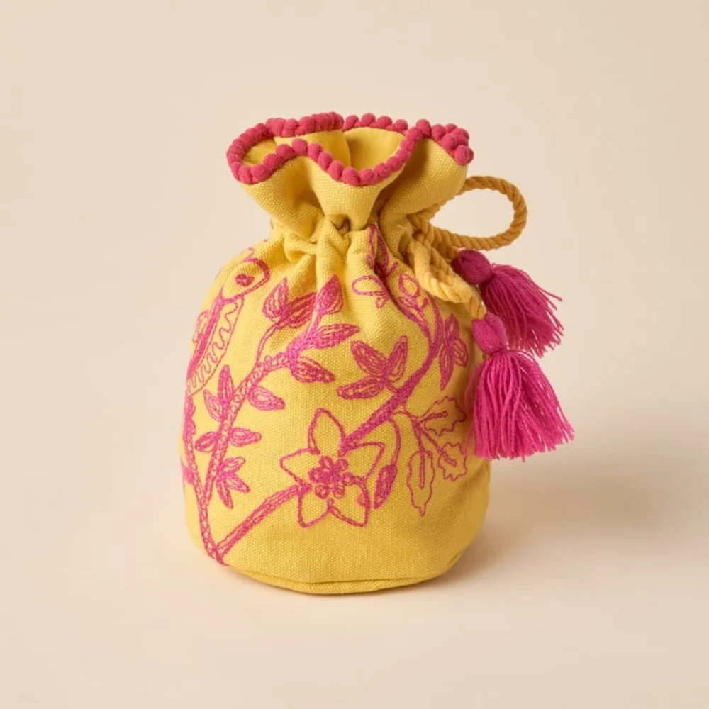 Sundance Pink & Yellow Jewelry Pouch